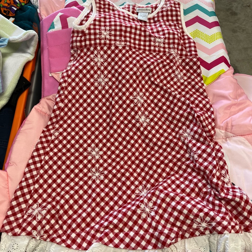 Greendog Red and White Gingham Kids Dress